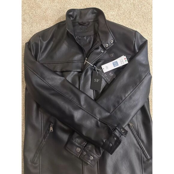 SF Superlative Fashion Italian men's leather jacket - Size L New with Tags - Picture 1 of 6